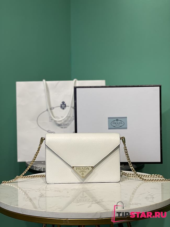 Prada Saffiano leather shoulder bag in white - 1
