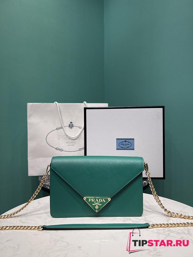 Prada Saffiano leather shoulder bag in green - 1
