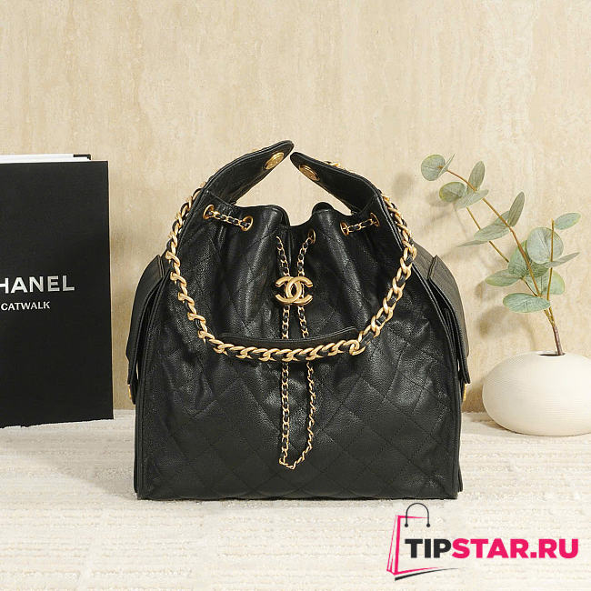 Chanel Medium 25 Hobo Bag Black Caviar In Black - 1