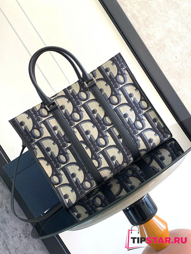 Dior East-West Tote Bag Oblique Jacquard - 1