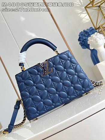 Louis Vuitton Capucines BB dark blue four-leaf clover chain