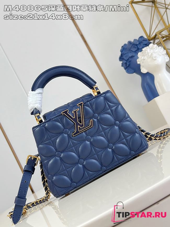 Louis Vuitton Mini Capucines Taurillon Dark Blue Clover Chain - 1