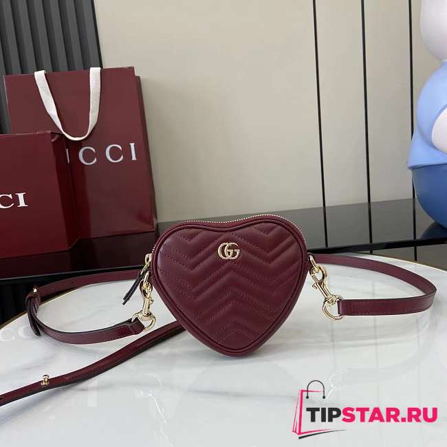 Gucci GG Marmont mini bag in Rosso Ancora red leather - 1