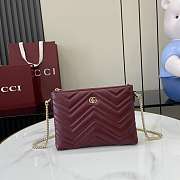 Gucci GG Marmont pochette with chain in Rosso Ancora red leather - 1