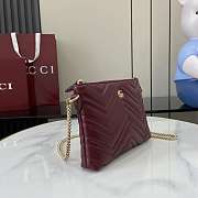 Gucci GG Marmont pochette with chain in Rosso Ancora red leather - 5