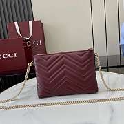 Gucci GG Marmont pochette with chain in Rosso Ancora red leather - 3