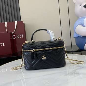 Gucci GG Marmont mini vanity bag Black matelassé chevron leather