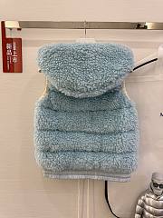 Moncler Classic Teddy Hooded Casual Down Vest In Blue - 6