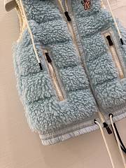 Moncler Classic Teddy Hooded Casual Down Vest In Blue - 5