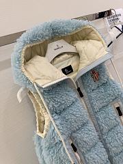Moncler Classic Teddy Hooded Casual Down Vest In Blue - 3