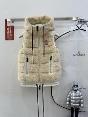 Moncler Classic Teddy Hooded Casual Down Vest In Beige - 1