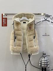 Moncler Classic Teddy Hooded Casual Down Vest In Beige - 5