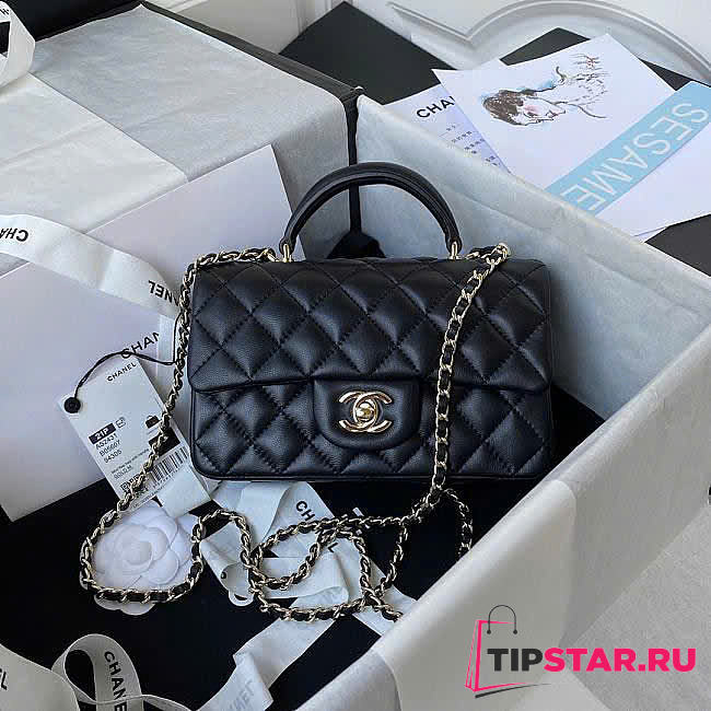CHANEL Mini Flap Bag With Top Handle (Black)  - 1