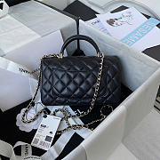 CHANEL Mini Flap Bag With Top Handle (Black)  - 6