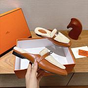 Hermes H-House Wool Mules with Classic Kelly Buckle Brown - 1