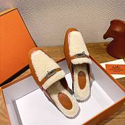 Hermes H-House Wool Mules with Classic Kelly Buckle Brown - 6