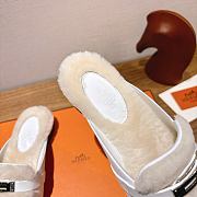 Hermes H-House Wool Mules with Classic Kelly Buckle White - 5