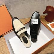 Hermes H-House Wool Mules with Classic Kelly Buckle Black - 6