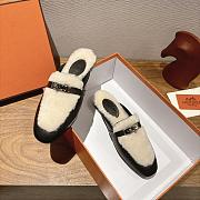 Hermes H-House Wool Mules with Classic Kelly Buckle Black - 4