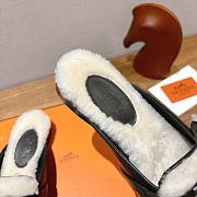 Hermes H-House Wool Mules with Classic Kelly Buckle Black - 5