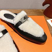 Hermes H-House Wool Mules with Classic Kelly Buckle Black - 3