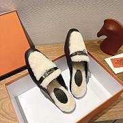 Hermes H-House Wool Mules with Classic Kelly Buckle Black - 2