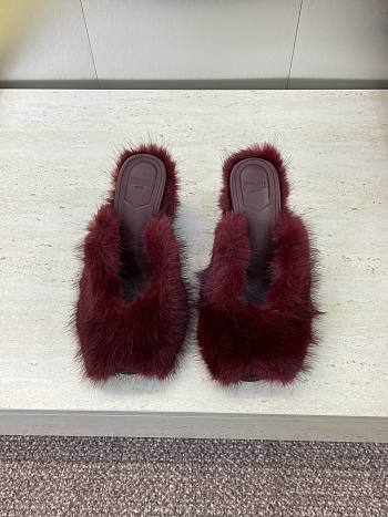 Fendi Open-Toe Lounge Slippers Dark Pink