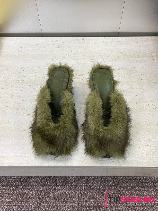 Fendi Open-Toe Lounge Slippers Green - 1