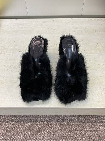 Fendi Open-Toe Lounge Slippers Black
