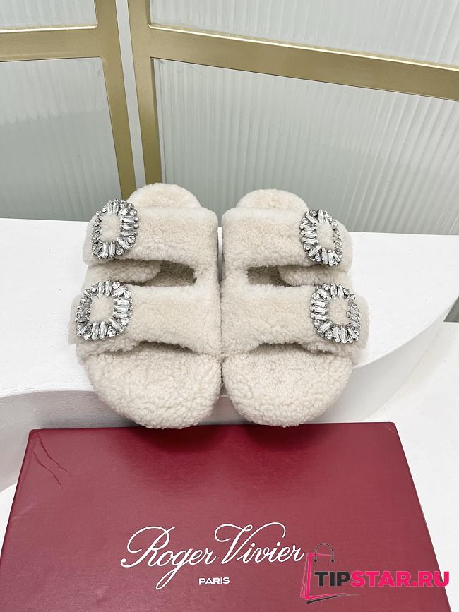 Roger Vivier classic double-diamond-buckle wool slippers 02 - 1