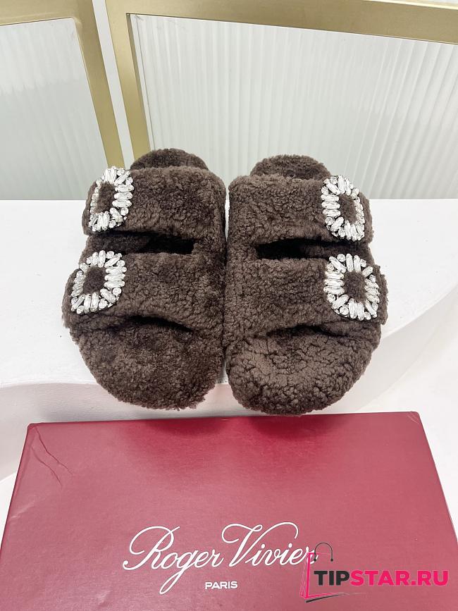 Roger Vivier classic double-diamond-buckle wool slippers 01 - 1
