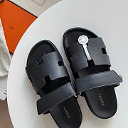 Hermes Chypre Sandals In Black Color - 1