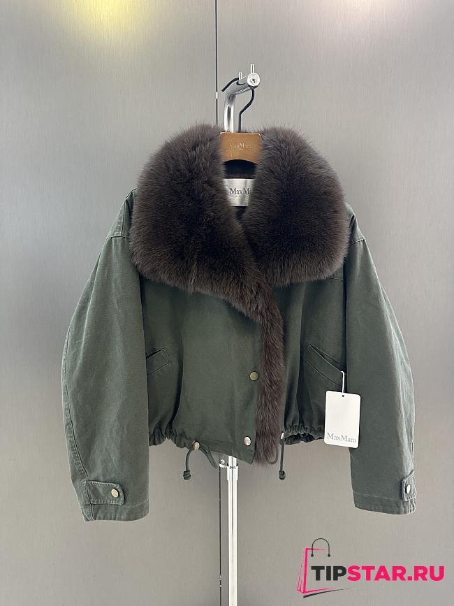 Maxmara fall/winter fur and goose down jacket in green 01 - 1
