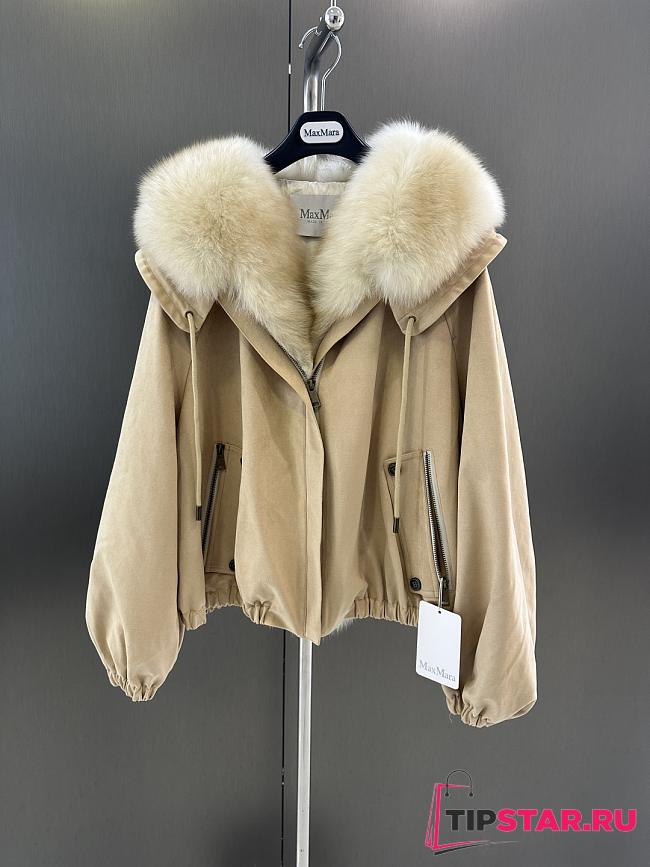 Maxmara fall/winter fur and goose down jacket in beige - 1