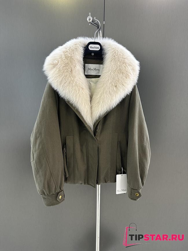 Maxmara fall/winter fur and goose down jacket in green - 1
