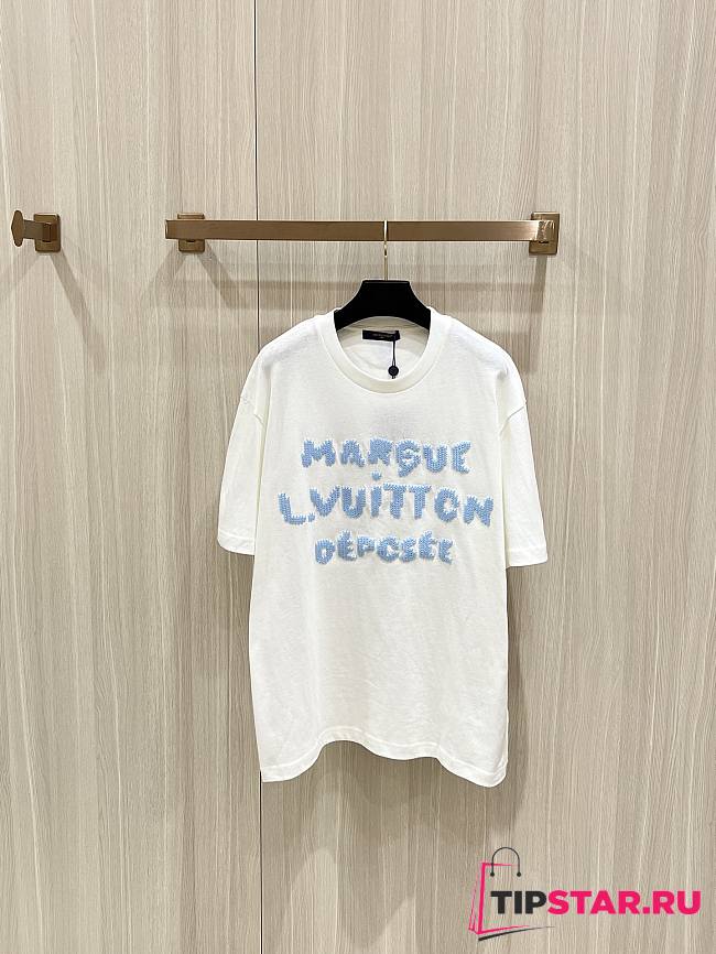 Louis Vuitton white short-sleeved embroidered wool T-shirt - 1