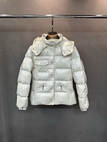Moncler Glareins Slim Waist Cable Knit Women's Down Jacket White