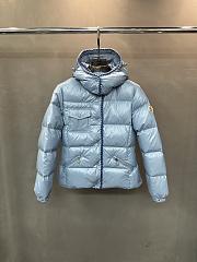 Moncler Glareins Slim Waist Cable Knit Women's Down Jacket Blue - 1