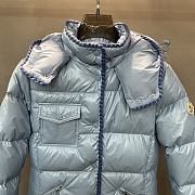 Moncler Glareins Slim Waist Cable Knit Women's Down Jacket Blue - 4