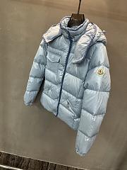 Moncler Glareins Slim Waist Cable Knit Women's Down Jacket Blue - 2