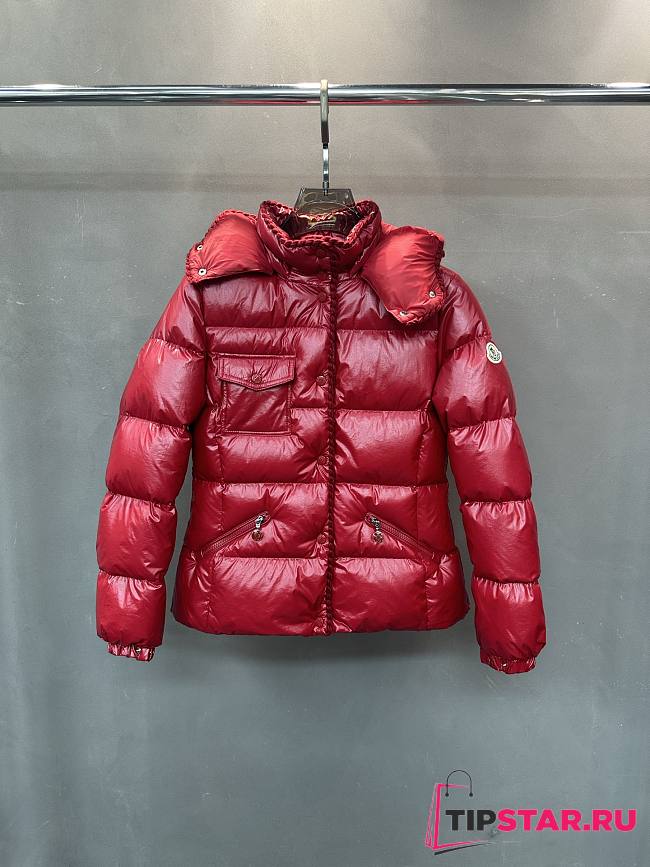 Moncler Glareins Slim Waist Cable Knit Women's Down Jacket Red - 1
