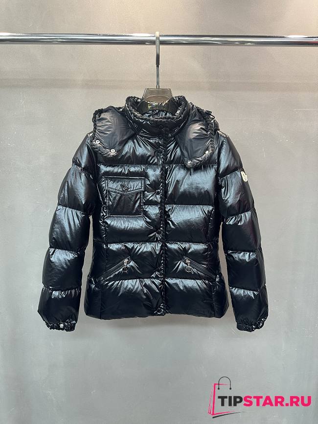 Moncler Glareins Slim Waist Cable Knit Women's Down Jacket Black - 1