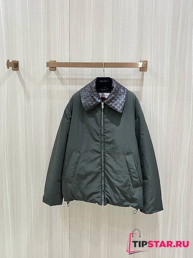 Bottega Veneta Autumn/Winter Woven Leather Collar Tech Down Jacket - 1