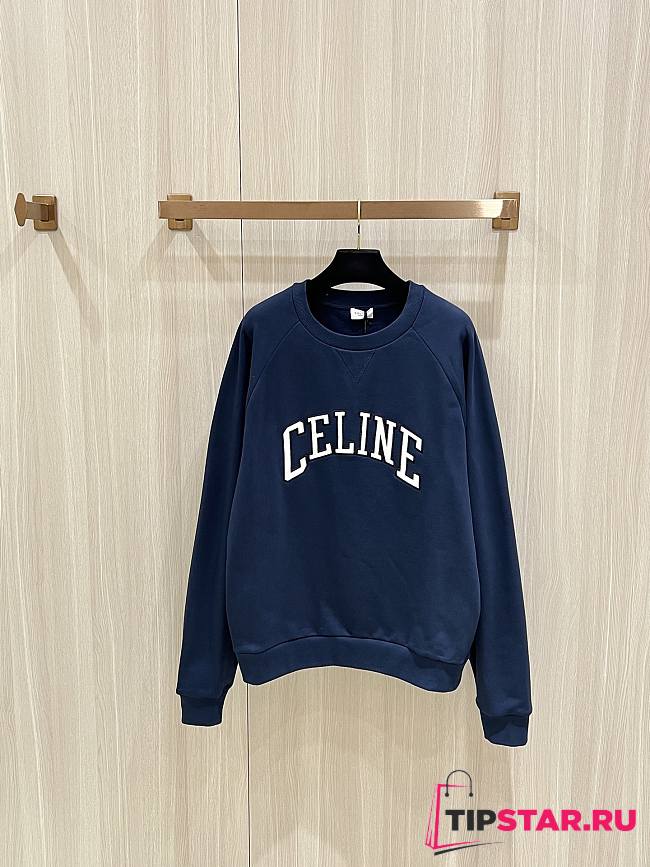 Celine slogan patch sweatshirt dark blue - 1
