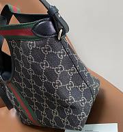 Gucci Giglio small tote bag in black and white GG denim - 4