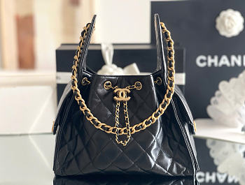 Chanel Mini 25 Hobo Bag Lambskin In Black