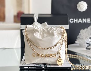 Chanel 22 mini bag Glossy Calfskin & Gold Metal White AS3260