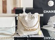 Chanel 22 mini bag Glossy Calfskin & Gold Metal White AS3260 - 6