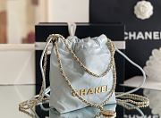 Chanel 22 mini bag Glossy Calfskin & Gold Metal Blue AS3260 - 5