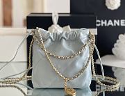 Chanel 22 mini bag Glossy Calfskin & Gold Metal Blue AS3260 - 4